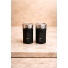 Feyza Design Iki Adet 10 cm Paslanmaz Çelik Tuzluk ve Baharatlık Seti