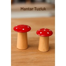 Feyza Design Kamptek Ahşap Atolyesinden Mantar Tuzluk Biberlik 2'li Set Kırmızı
