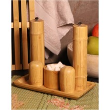 Feyza Design Şık 6 Parça Standlı Tuzluk Biberlik Öğütücü Değirmen Seti