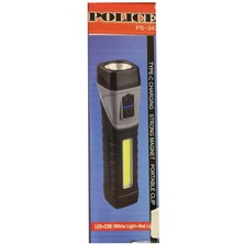 SARVONA Polıce PS-343 Magnetli, 90 Derece Oynar Başlık, Kırmızı Ikaz Işıklı Şarjlı El Feneri