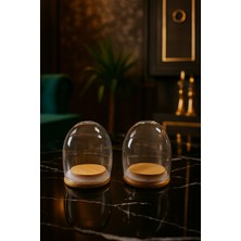 Feyza Design Iki Parça Bambu Kapaklı Cam Tuzluk ve Karabiberlik Sunum Seti