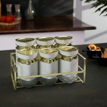 Feyza Design 6'lı Üçgen Vakum Kapaklı Cam Baharatlık Seti ve Metal Stand