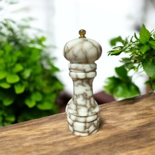 Feyza Design Mermer Desenli Porselen Dişli Tuz ve Baharat Öğütücü