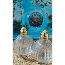 Feyza Design Iki Parça Tombul Cam Baharatlık Seti, Gold Renk, Modern ve Şık Tasarım