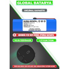 Global Batarya Grundig Vcr 9031 Uyumlu Robot Süpürge Bataryası 14.4V 5200MAH Li-Ion Pil (Orijinal Kapasite)