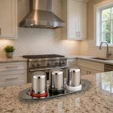 Feyza Design Paslanmaz Çelik Tuzluk ve Baharatlık Takımı, Kafe ve Restoran Için Set