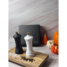 Feyza Design Şık 2'li Tuzluk ve Karabiber Değirmeni Seti, 14 Cm, Siyah ve Beyaz Altın