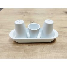 Feyza Design Beyaz Ekonomik Plastik Tuzluk Takımı, Şık ve Kullanışlı Set