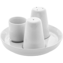 Feyza Design Şık Porselen Tuzluk Biberlik ve Kürdanlık Takımı Seti