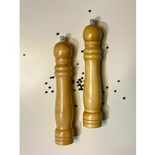 Feyza Design Büyük Boy Ahşap Bambu Tuz ve Karabiber Öğütücü Çiftli Set