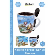 Carlburn #kahvefincanı Geleneksel Motifli Estetik Porselen Türk Sunum Kaşıklı Yöresel Kahve Fincanı Tekli