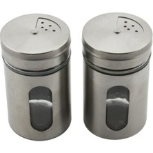 Feyza Design Şık 2'li Metal Kaplamalı Cam Tuzluk ve Biberlik Seti