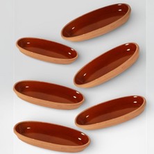 AdenArt 6'lı Toprak Sırlı Balık Kayık Güveci-Balık Tavası 29 cm (Ev Tipi Fırın Için)