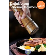 Feyza Design 22CM Ahşap Baharat Öğütücü, Tuzluk ve Biberlik Seti