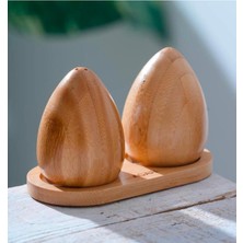 Feyza Design Bambu Standlı Tuzluk ve Biberlik Takımı, Şık ve Fonksiyonel Tasarım