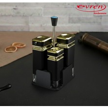 Feyza Design 4'lü Kare Cam Yağdanlık ve Baharatlık Seti, Şık ve Kullanışlı Takım