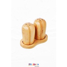 Feyza Design 2'li Standlı Bambu Baharatlık Seti, Ahşap, Bej, Şık ve Fonksiyonel