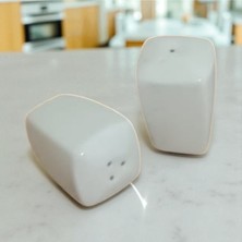 Feyza Design Şık Porselen Tuzluk ve Biberlik Takımı, Tek Delikli, Ev ve Otel Kullanımı