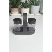 Feyza Design Şık Standlı Cam Tuzluk ve Karabiberlik Seti, Modern Mutfak Aksesuarı