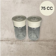 Feyza Design 2'li Cam Tuzluk Seti, Plastik Kapaklı, 75 Cc, Şık ve Kullanışlı Tasarım
