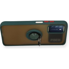 Epilons Redmi 9t Kılıf Montreal Yüzüklü Silikon Kapak - Yeşil