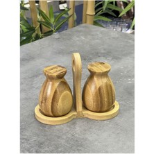 Feyza Design Bambu 2'li Tuzluk Takımı, Şık ve Doğal Mutfak Aksesuarı
