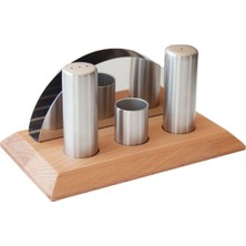 Feyza Design Ahşap Standlı Tuzluk ve Biberlik Seti, Şık ve Kullanışlı Mutfak Aksesuarı