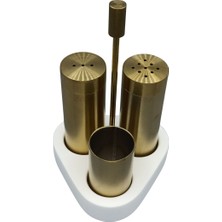 Feyza Design Şık Üçgen Tuzluk ve Karabiberlik ile Modern Kürdanlık Seti