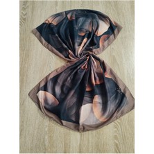 Cadde Dükkanı Büyük Çiçek Desenli Şal Kahverengi