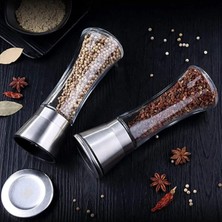Feyza Design Paslanmaz Çelik Kapaklı Tuz ve Karabiber Öğütücü, 19 Cm, 2'li Set