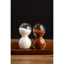 Feyza Design Modern 2'li Cam Tuzluk ve Biberlik Seti, 9,5X5CM, Şık Tasarım