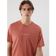 Lc Waikiki Yeni Sezon Bisiklet Yaka Baskılı Penye Erkek Tişört