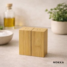Feyza Design Doğal Bambu Tuzluk ve Biberlik Takımı, Şık ve Dayanıklı Set