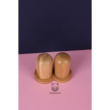 Feyza Design Bambu 2'li ve 3 Parça Standlı Tuzluk Seti, Şık ve Kullanışlı Mutfak Aksesuarları