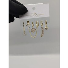 Cadde Dükkanı 6lı Sallantılı Şekilli Çelik Küpe Gold