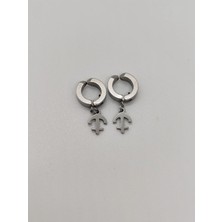 Cadde Dükkanı Kıstırmalı Erkek Çelik Küpe Silver Çapalı