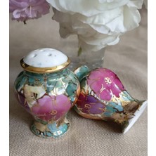 Feyza Design El Boyama Porselen Tuzluk Çift Seti, Zarif ve Şık Tasarım