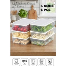 Feyza Design Buzdolabı ve Mikrodalga Uyumlu Saklama Kabı Seti, 6'lı, 4 Lt, Beyaz