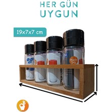 Feyza Design Ahşap Standlı 4'lü Cam Tuzluk ve Biberlik Seti, 245 ml