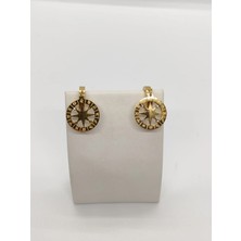 Cadde Dükkanı Yıldızlı Burçlu Gold Renk Sallantılı Çelik Küpe