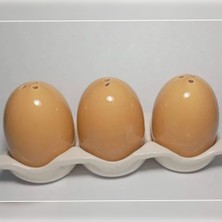 Feyza Design Yumurta Şekli Seramik Tuzluk Seti, Şık ve Dayanıklı 3'lü Tasarım