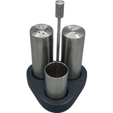 Feyza Design Şık Üçgen Tuzluk ve Karabiberlik Seti, Modern Tasarım, Paslanmaz Çelik