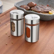 Feyza Design 2'li Metal Kaplamalı Cam Tuz ve Baharatlık Seti, Şık ve Kullanışlı