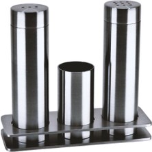 Feyza Design Paslanmaz Üçlü Tuzluk ve Biberlik Takımı, Şık ve Pratik Kullanım