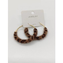 Cadde Dükkanı Leopar Desenli Sallantılı Halka Premium Çelik Küpe