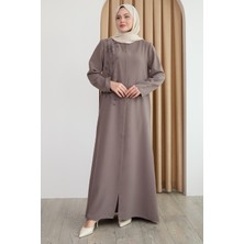 inStyle Parlak Boncuk Taşlı Bej Ferace