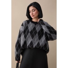 inStyle Baklava Desen Siyah Triko Kazak