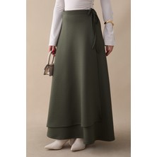 inStyle Yandan Bağlamalı Haki Scuba Etek