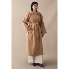 inStyle Astarlı Gizli Patlı Kuşaklı Camel Kaşe Kaban