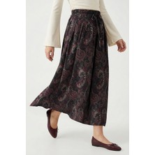 inStyle Şal Desen Astarlı Siyah Etek